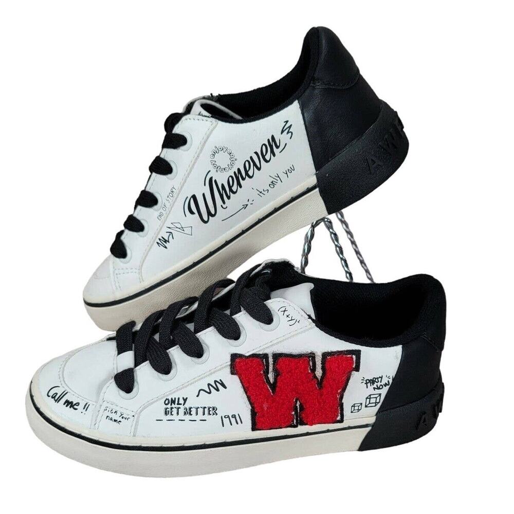 Zara Kids Sneakers US 12/13 Letterman Doodle Phrases Retro Unisex Shoes EU 30/31